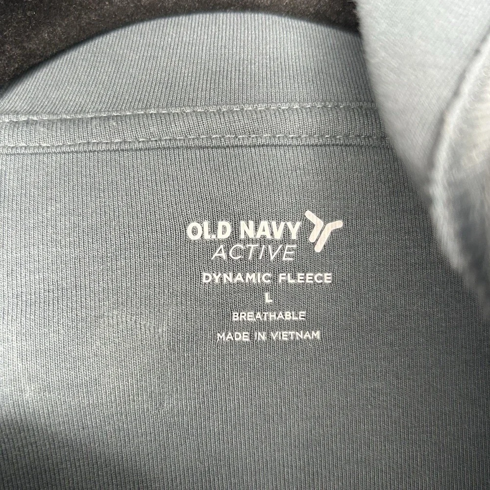 Old Navy Mens Active Dynamic Fleece Quilted Hybrid Zip Up Hoodie Blue Gray Large